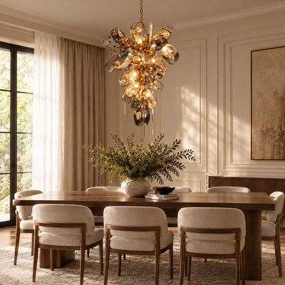 Tricolordeer Contemporary Crystal & Art Glass Cluster Chandelier