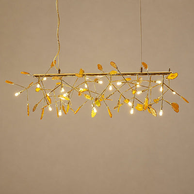 Rose Gold Chandelier with Natural Stone Slices