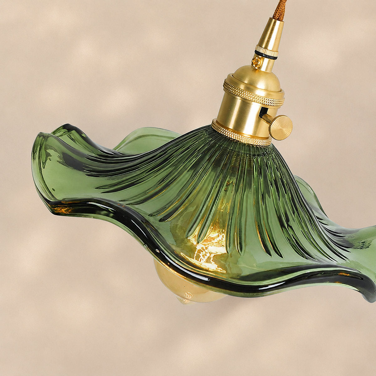 Artisanal Glass Hibiscus Flower Swag Pendant US Plug for Dining Room & Living Room
