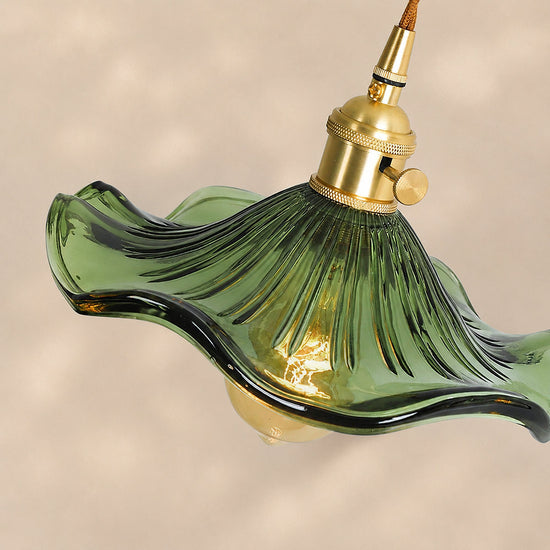Artisanal Glass Hibiscus Flower Swag Pendant US Plug for Dining Room & Living Room
