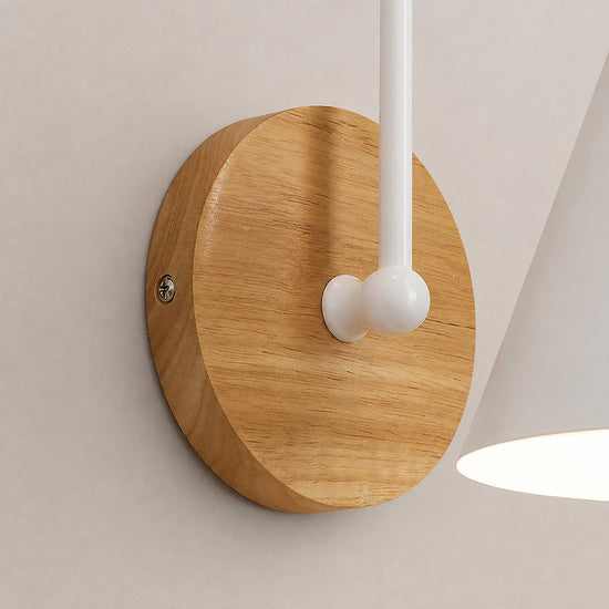 Kona Nordic Wall Lamp, 5.9-Inch x H 9.4-Inch, Wooden ＆ White for Living Room