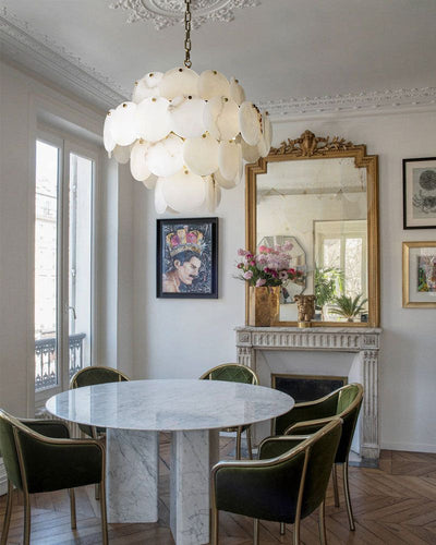 Alabaster Magnolia Multi-tiered Round Chandelier Lighting