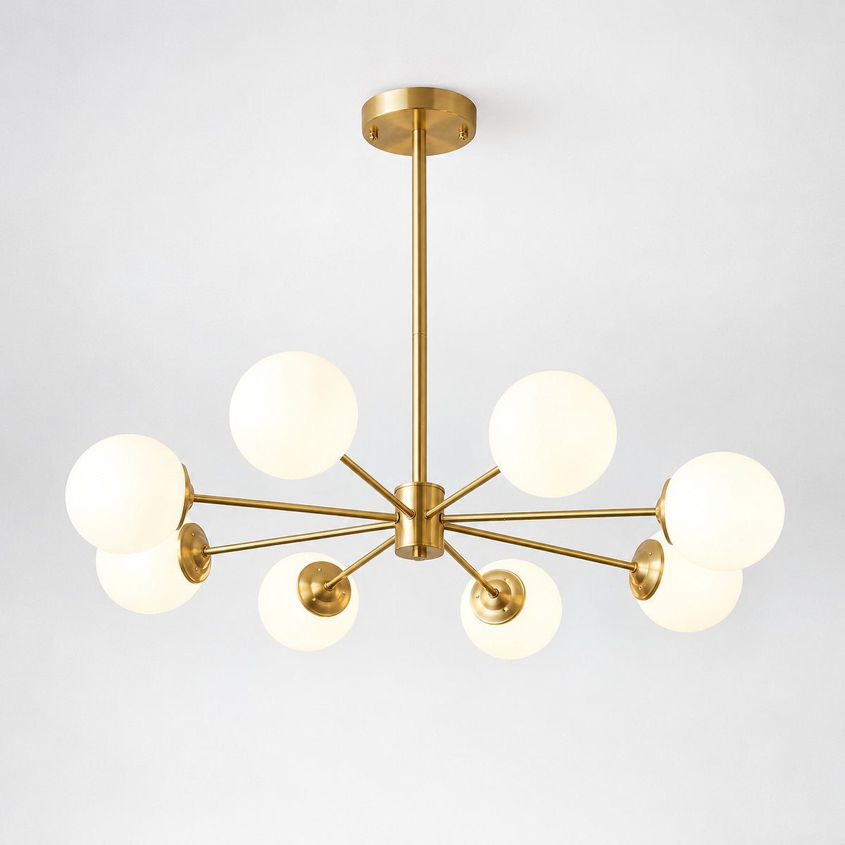 Frosted Glass Orb Brass Chandelier