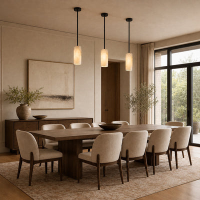 Tricolordeer Three-Light Alabaster Chandelier Nickel