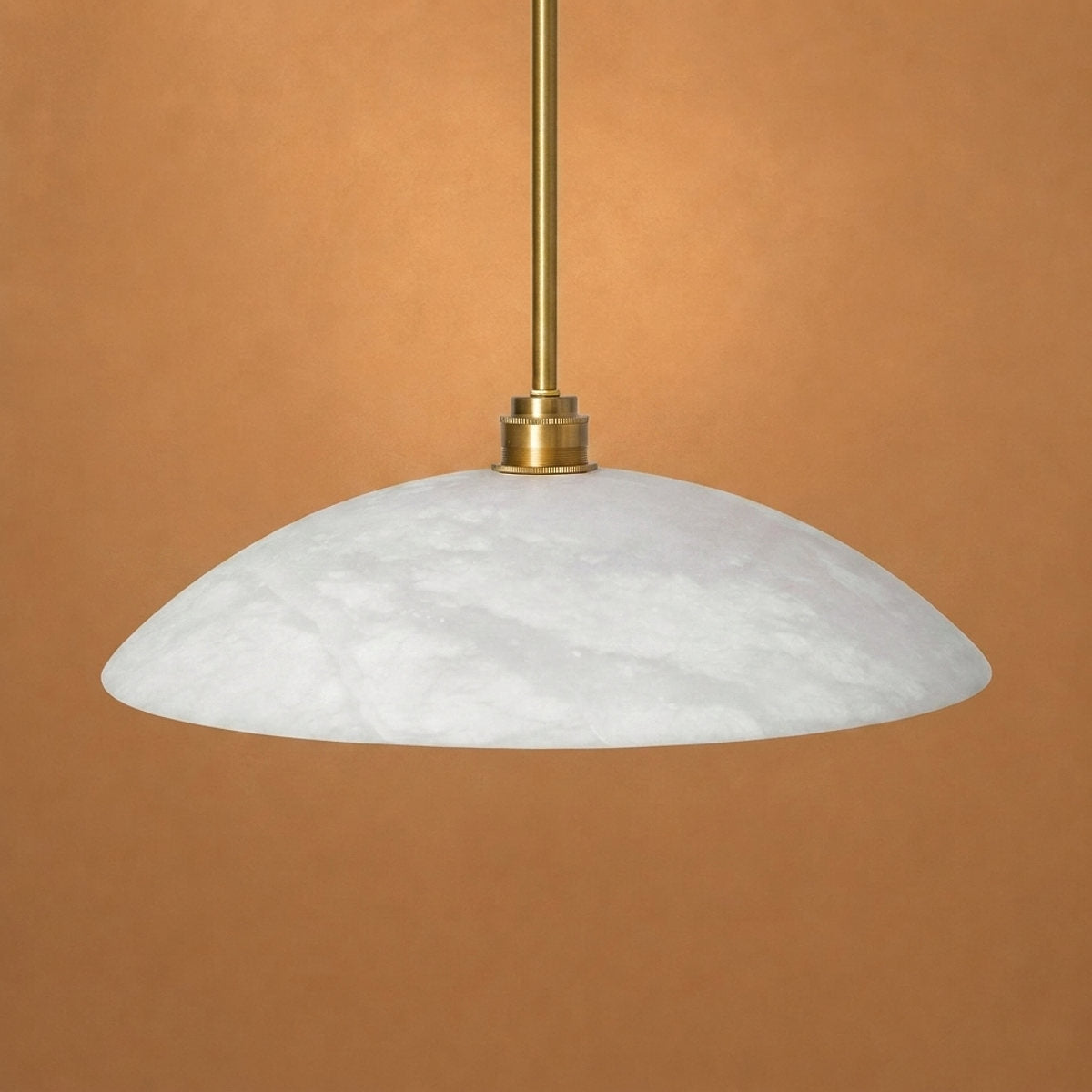 Alabaster Dome Pendant Light Brass & White for Dining Room & Living Room