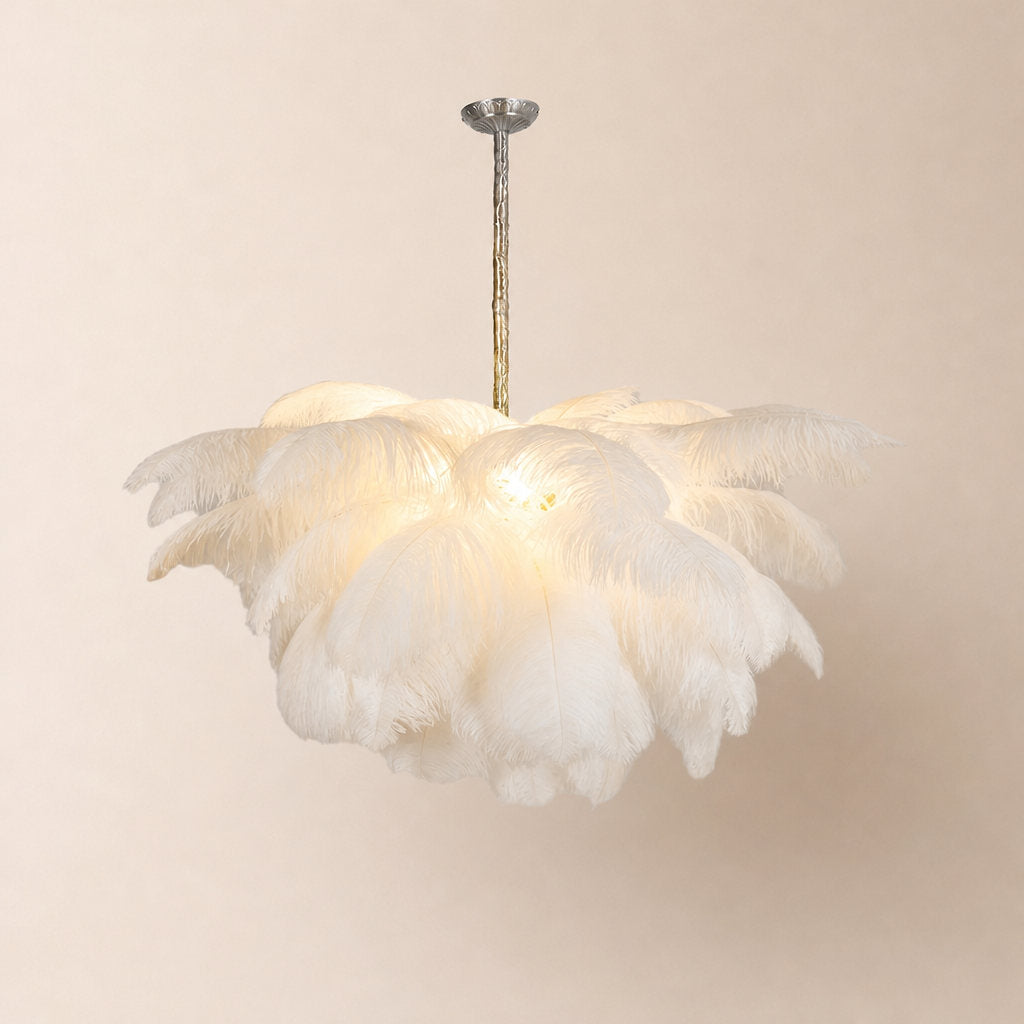 Tricolordeer Layered Plume Brass Chandelier