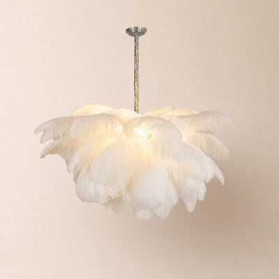 Tricolordeer Layered Plume Brass Chandelier