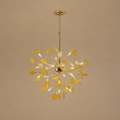 Rose Gold Chandelier with Natural Stone Slices