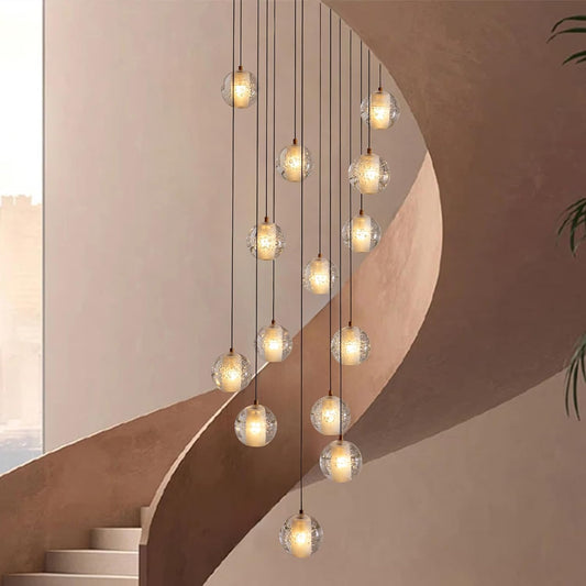 Modern style spiral staircase crystal ball chandelier