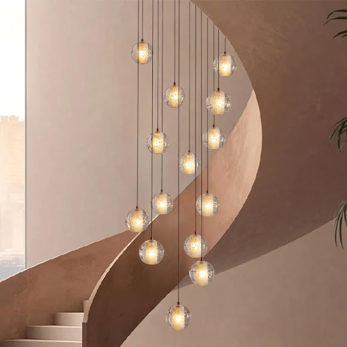 Modern style spiral staircase crystal ball chandelier