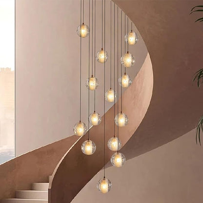 Modern style spiral staircase crystal ball chandelier