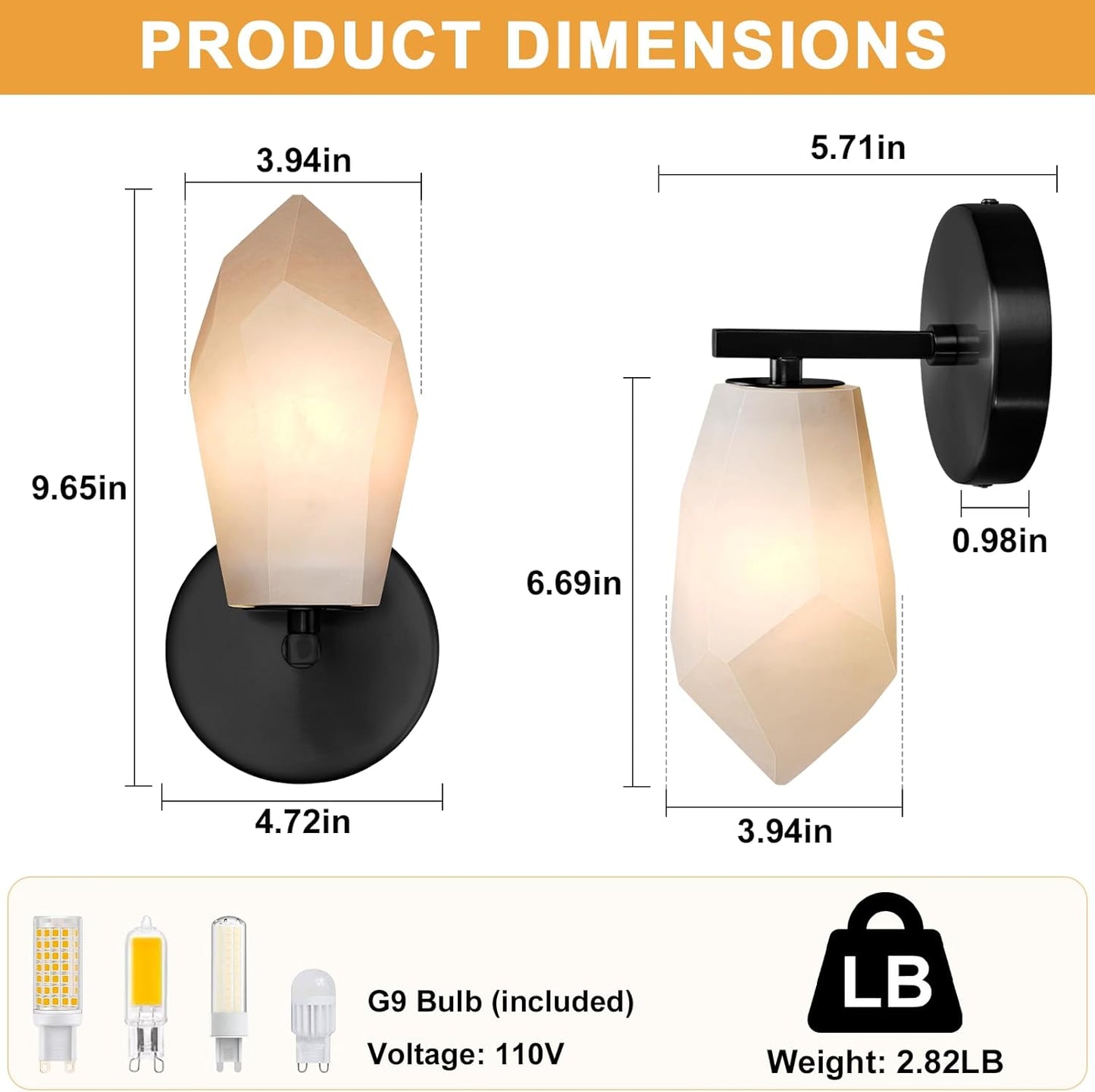 Black Alabaster Wall Sconce