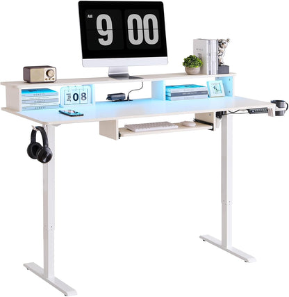 OKD 60" Electric Standing Desk with Keyboard Tray and Monitor Shelf