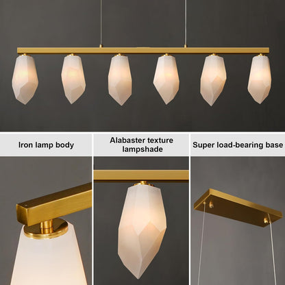 6-Light Linear Alabaster Chandelier