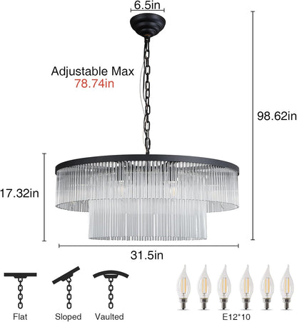 Glass Chandelier 31.5"