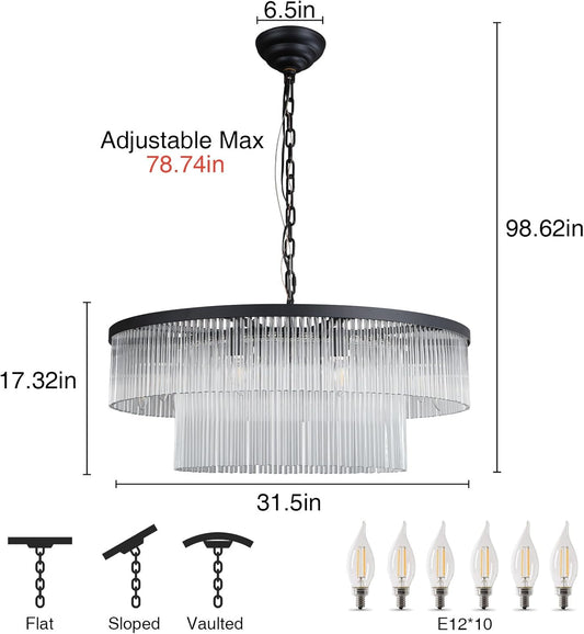 Glass Chandelier 31.5"