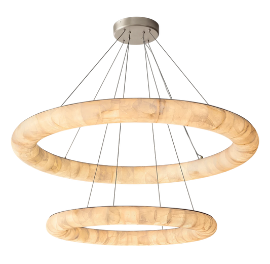 Rivaga Lisse Alabaster Two-Tiered Round Chandelier 61"