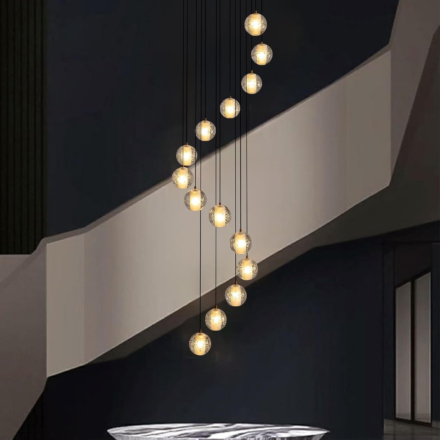 Modern style spiral staircase crystal ball chandelier