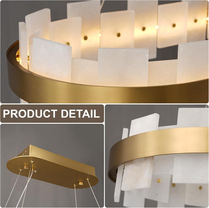 Modern Rectangle Alabaster Chandelier