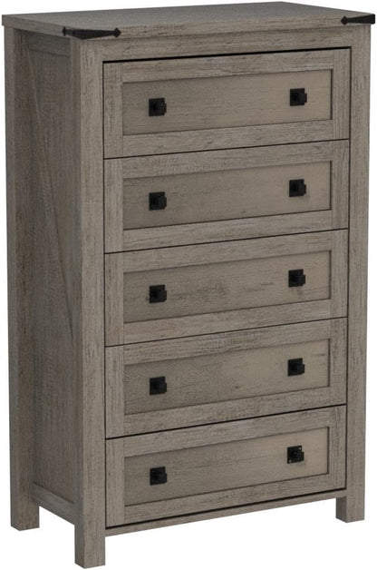 T4TREAM Farmhouse 5 Drawer Dresser - Rustic Wood Chest