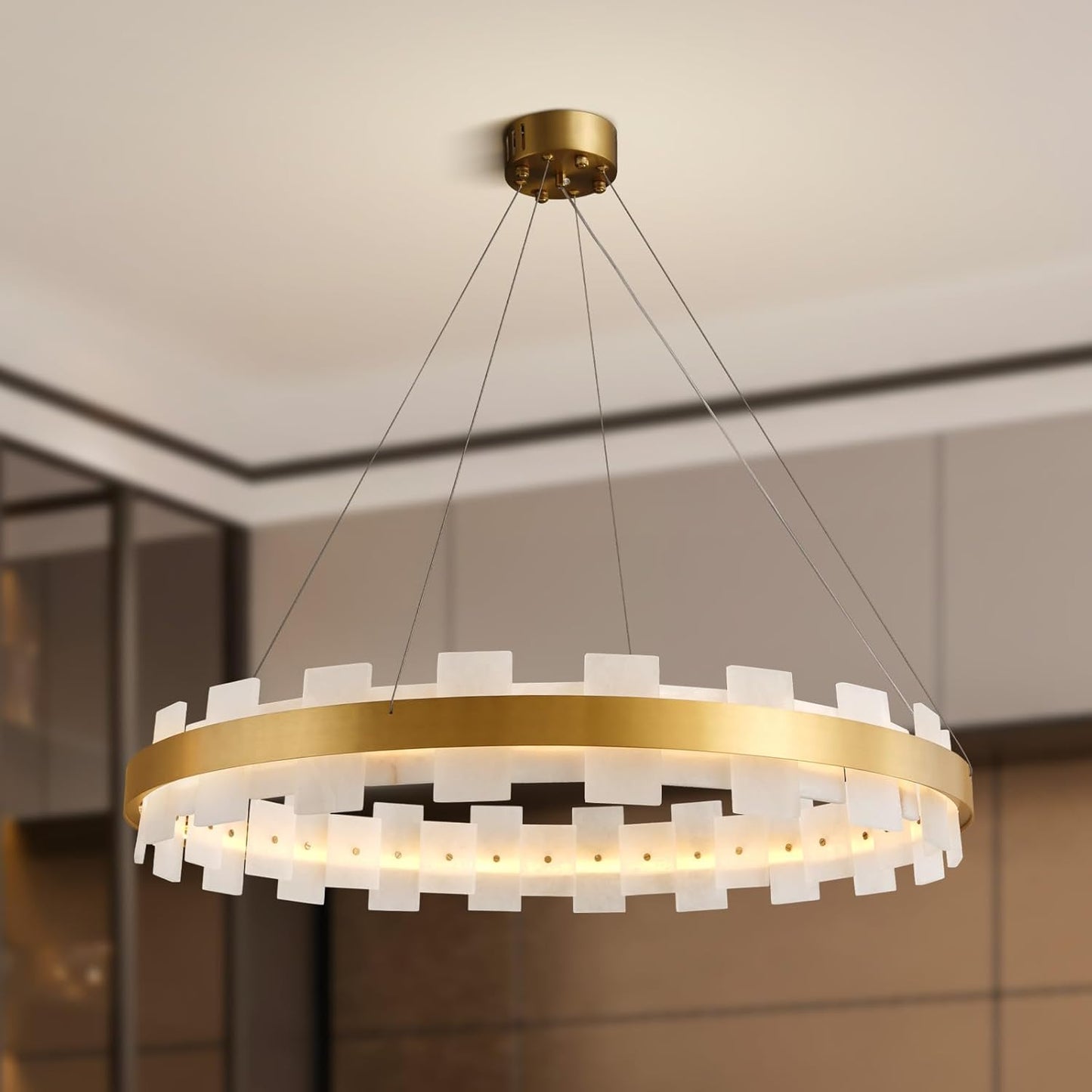 Modern Alabaster Linear Chandelier 31.5