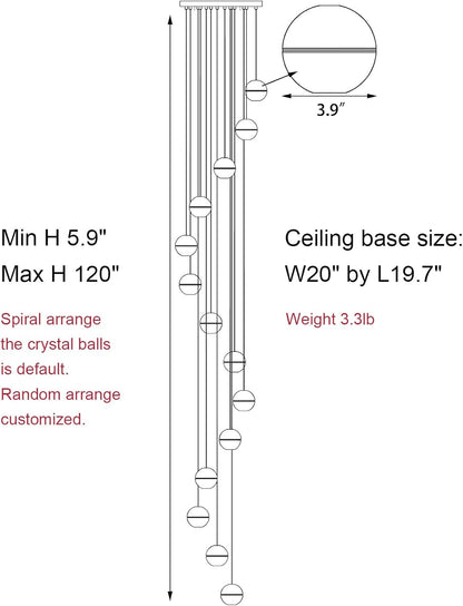 Modern style spiral staircase crystal ball chandelier