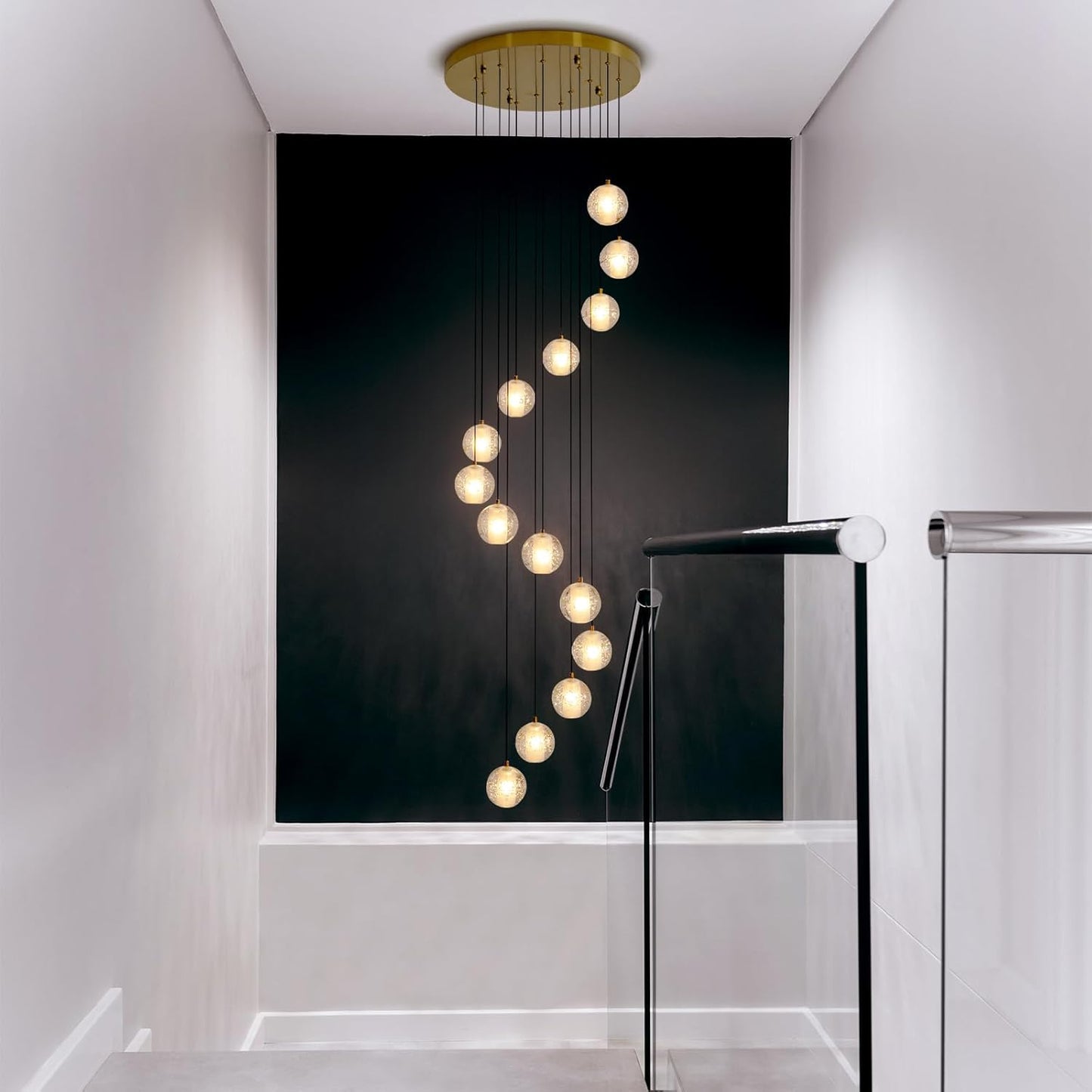 Modern style spiral staircase crystal ball chandelier