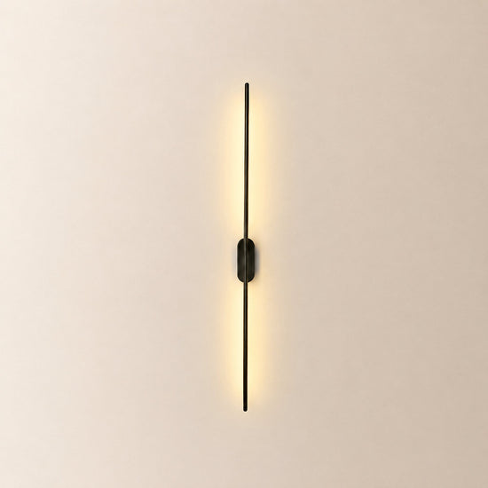 Stick Shaped Metal Wall Lamp, L 2-Inch x W 3.1-Inch x H 23.6~37.4-Inch, Brass, Triac Warm Dimming for Living Room