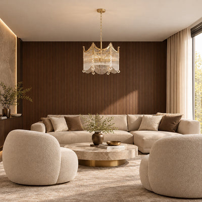 Round Brass Glass 5/8/12-Head Chandelier