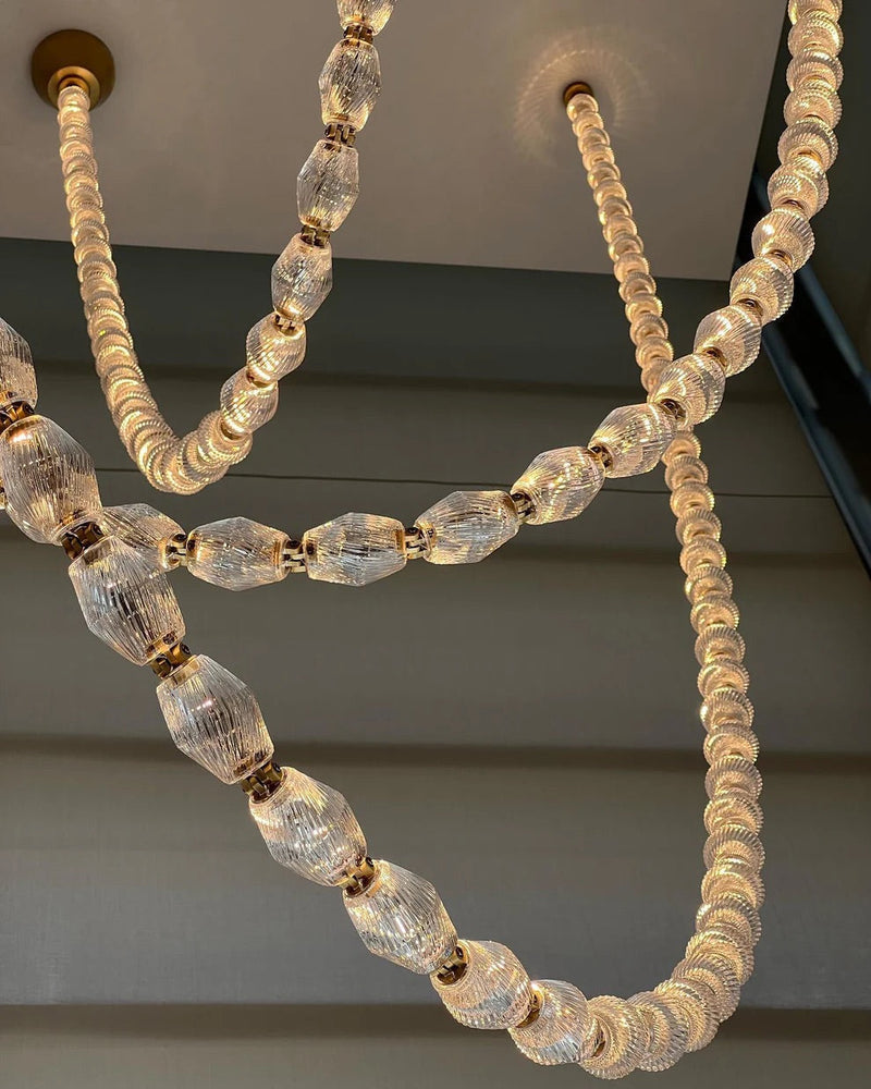 Luxury Crystal Beaded Long Chandelier for High Ceiling 12ft/10ft（customize）