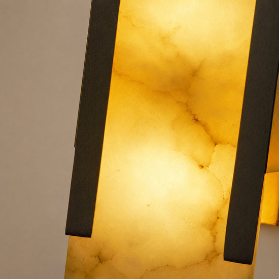 Oblong Alabaster Wall Lamp, 3.9-Inch x H 13.8~19.7-Inch, Black for Living Room & Dining Room