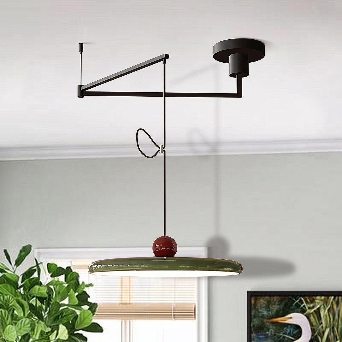 Lola Swing Pendant Light,Red & Green, Triac Warm Dimming for Dining Room & Living Room