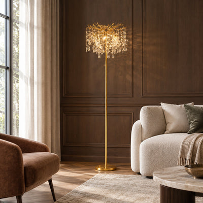 Tricolordeer Gold K9 Crystal Sculptural Floor Light