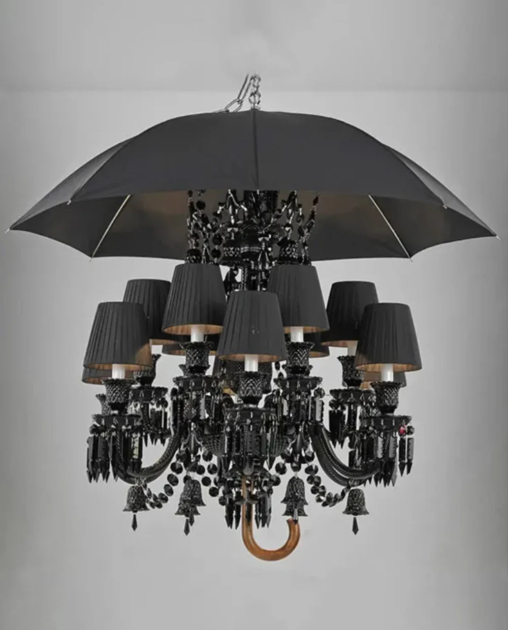 12 Lights Black Crystal Lighting with Umbrella