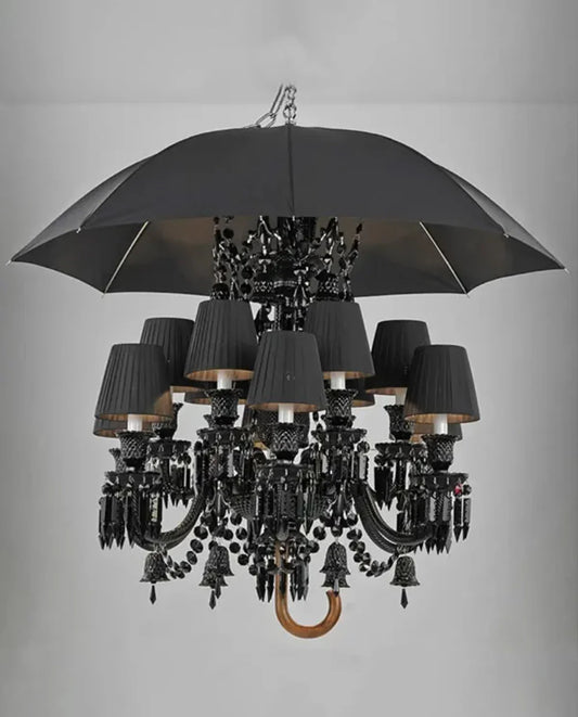 12 Lights Black Crystal Lighting with Umbrella
