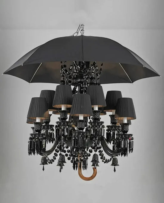 12 Lights Black Crystal Lighting with Umbrella