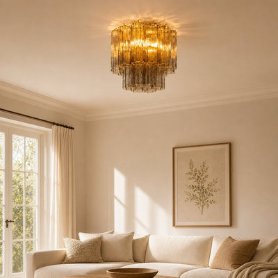 Radial Starburst Glass Ceiling Lamp