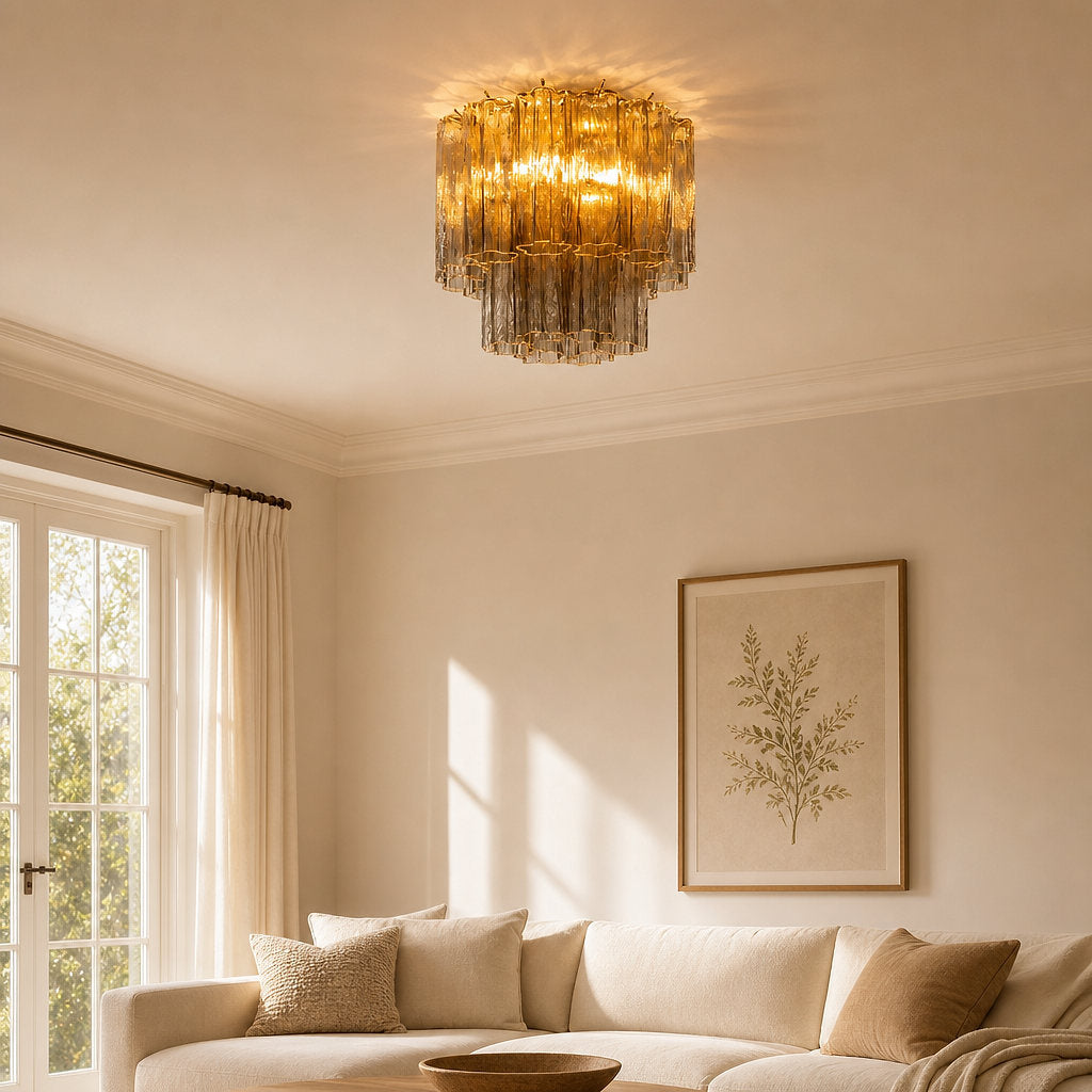 Radial Starburst Glass Ceiling Lamp