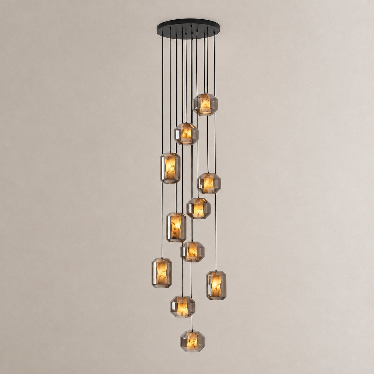 Cylinder Pendant Light in Alabaster and Glass