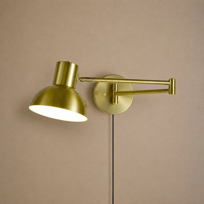Adjustable Arm Plug In Wall Lamp, L 14.6-Inch x H 5.9-Inch, Black & Gold, US Plug for Bedroom & Living Room