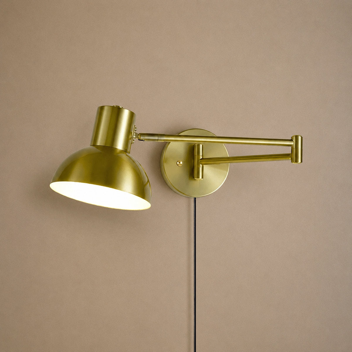 Adjustable Arm Plug In Wall Lamp, L 14.6-Inch x H 5.9-Inch, Black & Gold, US Plug for Bedroom & Living Room