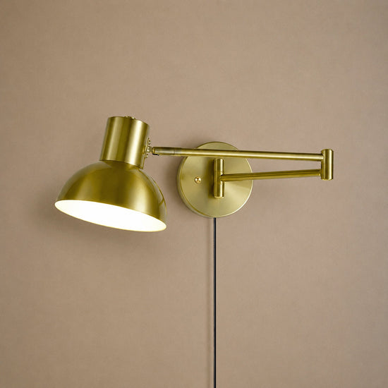 Adjustable Arm Plug In Wall Lamp, L 14.6-Inch x H 5.9-Inch, Black & Gold, US Plug for Bedroom & Living Room