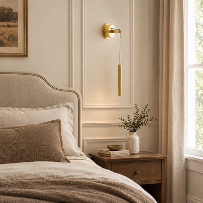 Brass Line Wall Lamp, 3.9-Inch x H 23.6-Inch, Brass, Warm Light for Living Room