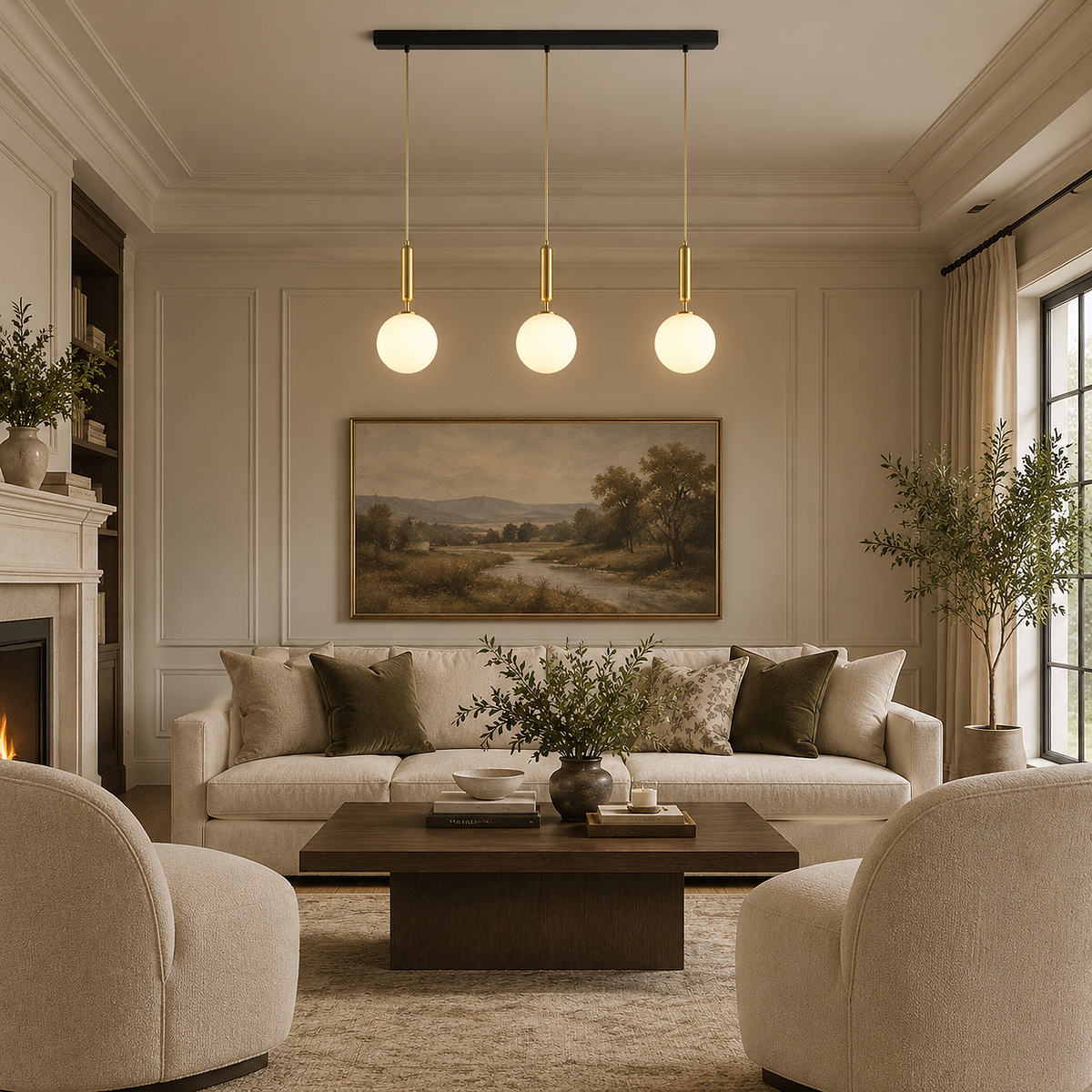 Minimalist Spherical Glass Brass Pendant Light