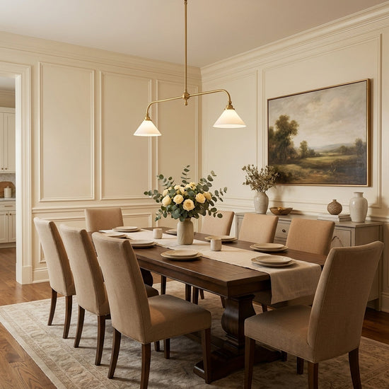 2-Light Linear Brass Pendant Lamp