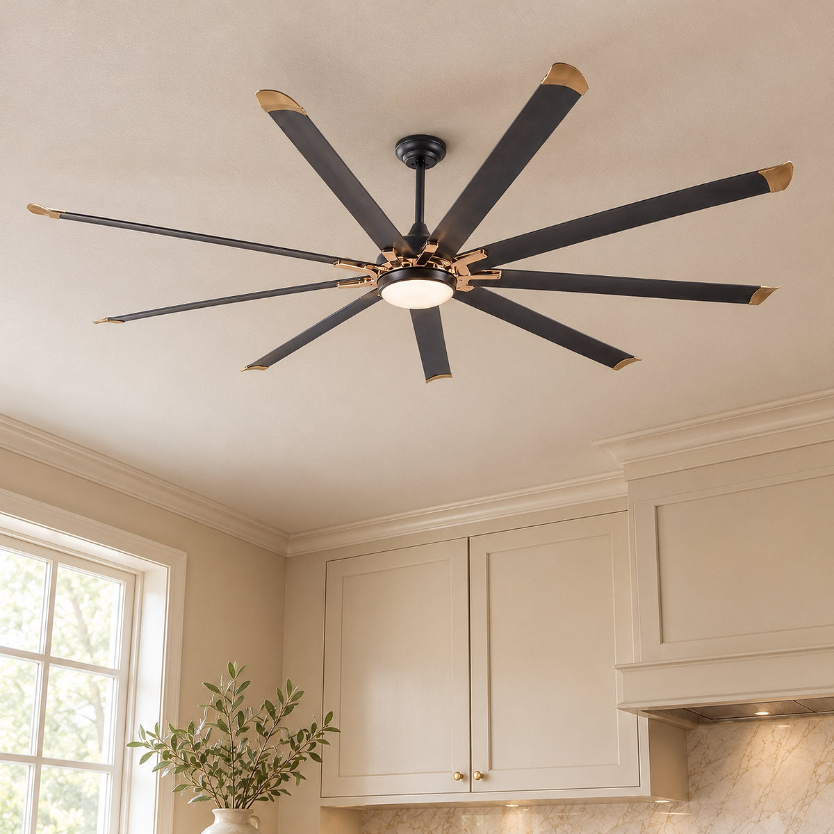 Tricolordeer Contemporary Metal Eight-Blade LED Disc Ceiling Fan