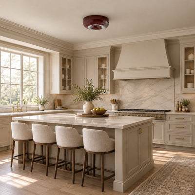 Glass-Shaded Ceiling Lamp with Chrome Finish