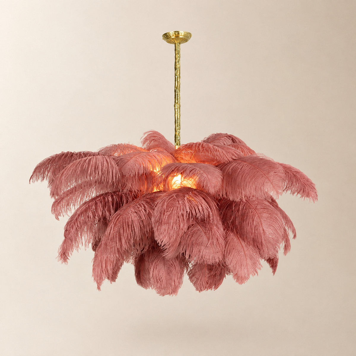Tricolordeer Layered Plume Brass Chandelier