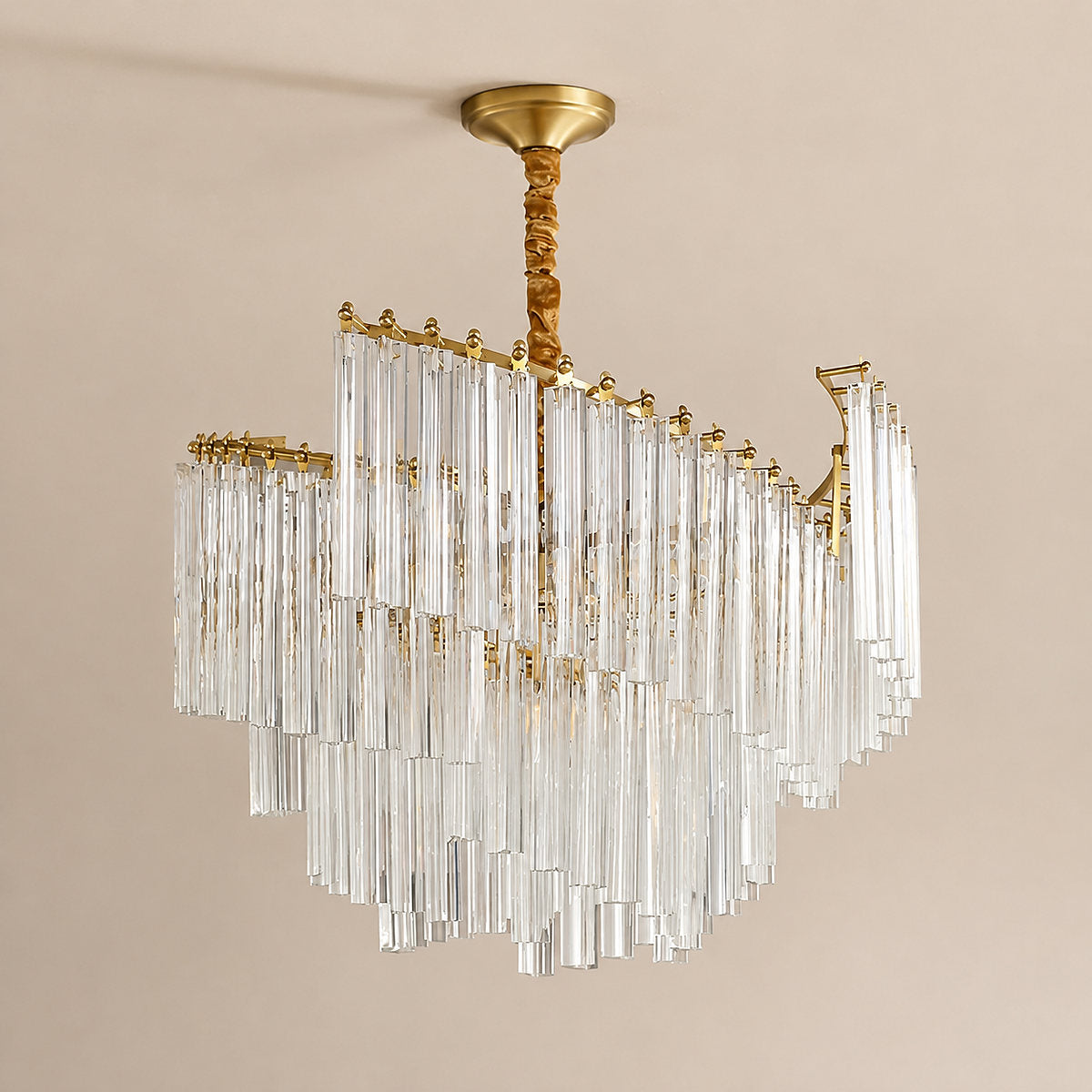 Tricolordeer Brass Spiral Crystal Chandelier