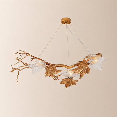 Tricolordeer Brass Maple Leaf Pendant Light